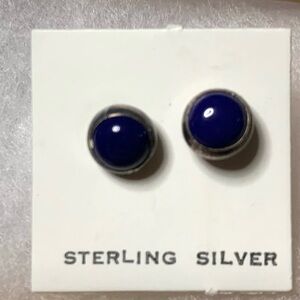 Sterling Silver Blue Stud Earrings